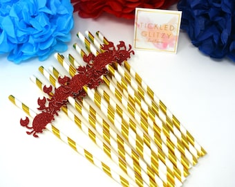 Crab Straws, Crab Party Decorations, Crab Party Straws, Crab Feast Decor, Crab Birthday, Crab 1st Birthday, Nautical Party Straw, Crab Party