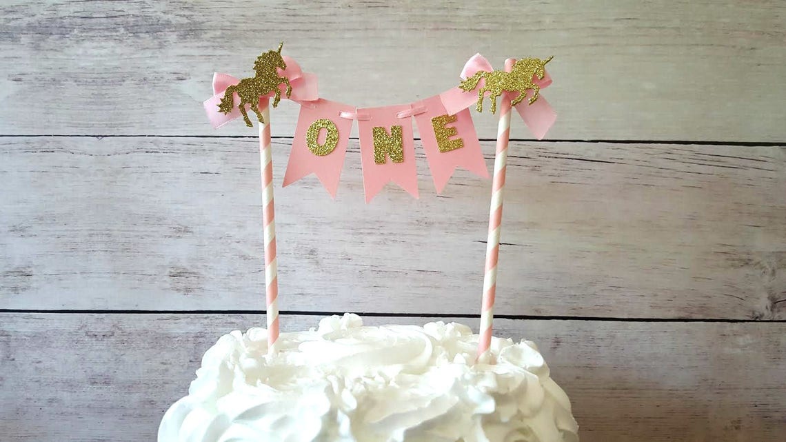 Pink Gold Unicorn Cake Topper Unicorn Party Decor Unicorn Etsy