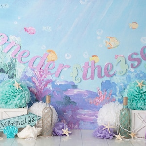 Oneder the Sea Banner, Glitter Lavender Mermaid 1st Birthday