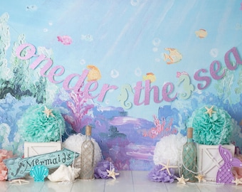 Oneder the Sea First Birthday Decorations. Oneder the Sea Banner. Under the Sea Birthday Decorations. Sea Party Decor. Mermaid 1st Birthday.