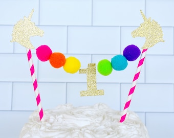 Unicorn Cake Topper, Unicorn Cake Bunting, Bright Rainbow Unicorn Party, Unicorn Party Decorations, Unicorn Birthday, Unicorn First Birthday