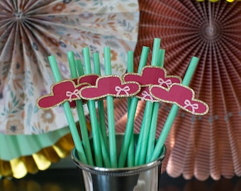 Kentucky Derby Decorations. Derby Party Decorations. Red Hat Paper Straws. Derby Straws. Mint Julep Party. Derby Bridal Shower. Horse Party.