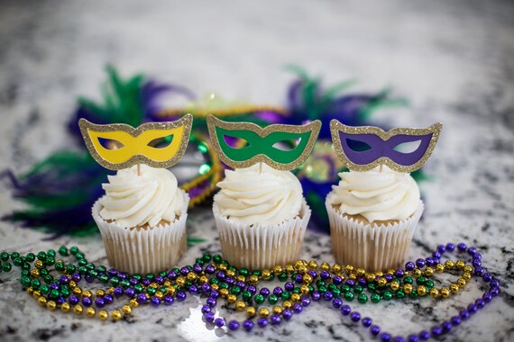 Mardi Gras Party Decorations. Mardi Gras Cupcake Toppers. NOLA Party Decorations. NOLA Bachelorette Party Decorations. Mardi Gras Mask Decor Il_570xn