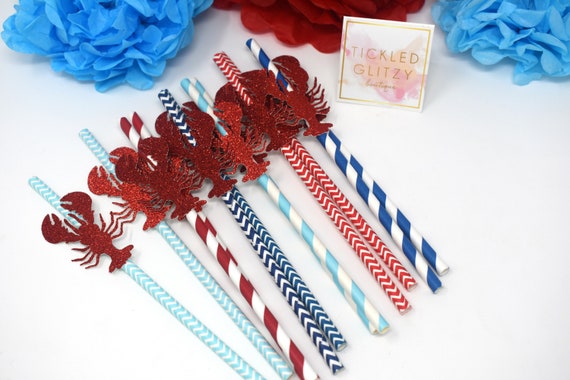 Lobster Straws, Lobster Boil Decorations, Lobster Party Decor, Maine Lobster Decor, Seafood Boil Decor, Seafood Boil Supplies, Maine Party Il_570xn
