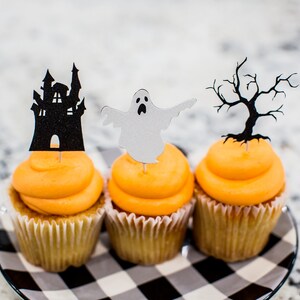 Halloween Party Decorations. Halloween Cupcake Toppers. Halloween Birthday Decorations. Haunted House Decorations. Spooky Halloween Party image 2