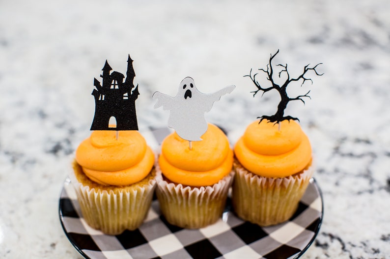 Halloween Party Decorations. Halloween Cupcake Toppers. Halloween Birthday Decorations. Haunted House Decorations. Spooky Halloween Party image 2