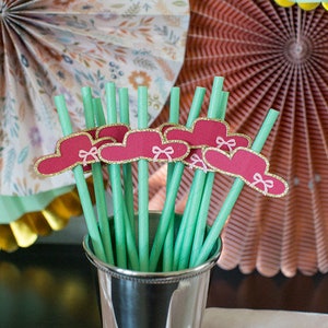 Kentucky Derby Decorations. Derby Party Decorations. Red Hat Paper Straws. Derby Straws. Mint Julep Party. Derby Bridal Shower. Horse Party. image 2