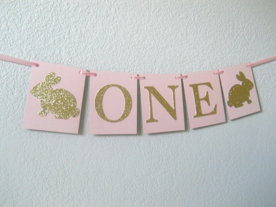 Some Bunny Is One High Chair Banner, Some Bunny Is One Decorations, Pink Gold Bunny Party, Easter First Birthday, Bunny First Birthday Il_570xn