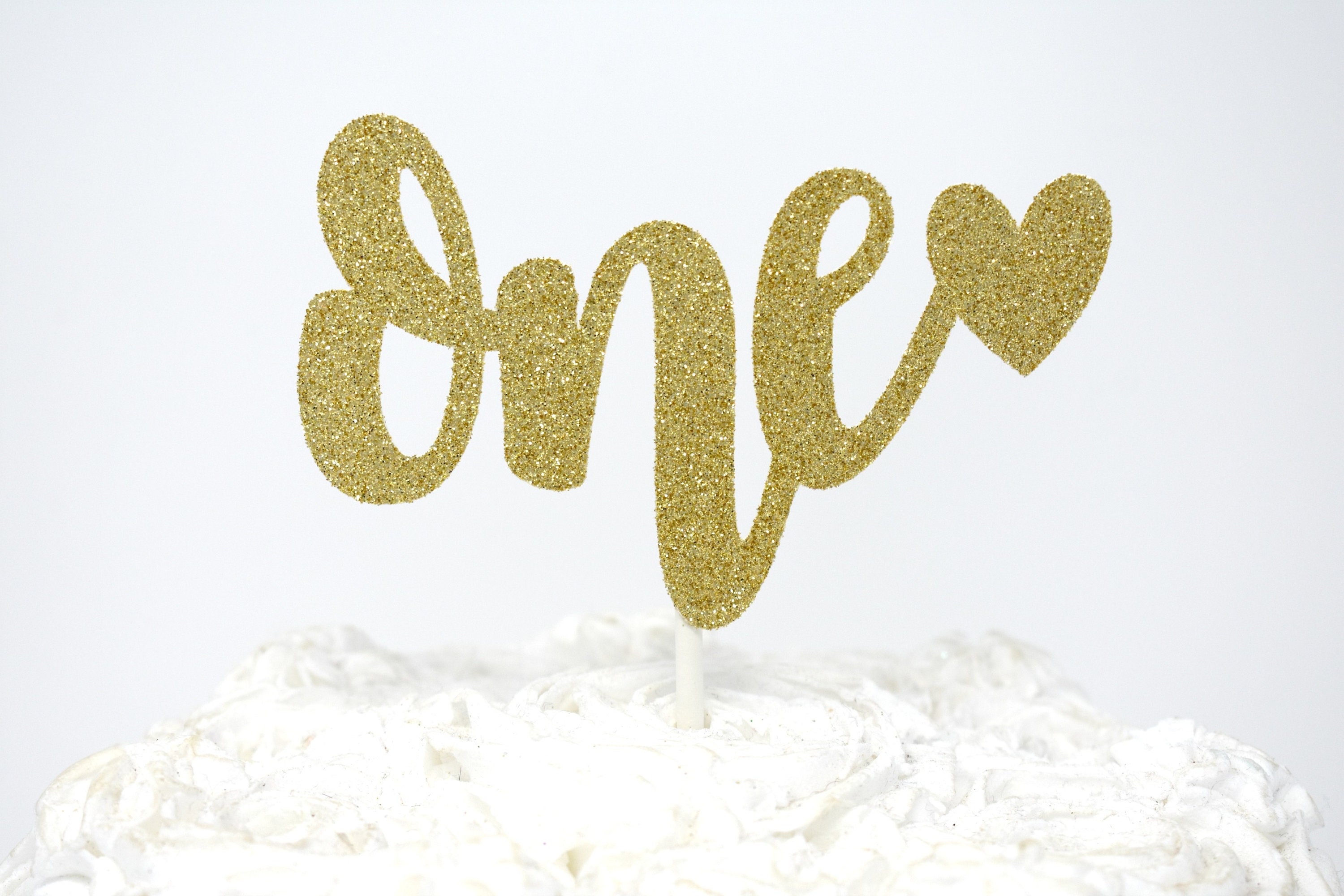 Gold Glitter One Cake Topper, Heart 1st Birthday - Etsy