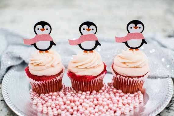 Penguin Cupcake Toppers. Penguin Party Decorations. Winter Onederland Cupcake Toppers. Winter Onederland Decorations. Winter Baby Shower. Il_570xn
