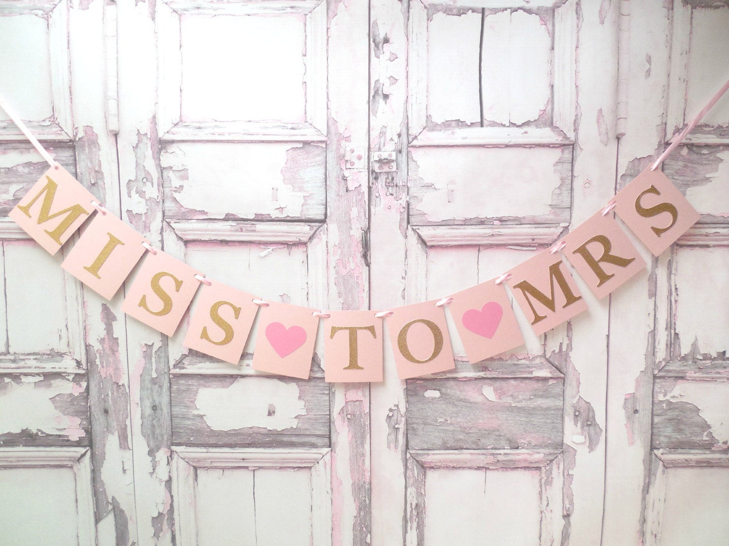 Miss to Mrs Banner, Bridal Shower Banner, Pink & Gold Bachelorette Pa…