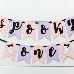 Pink and Lavender Ghost Birthday Decorations Spooky One for Girl Spooky One Banner Lavender Spooky One Pink Halloween 1st Birthday