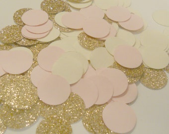 Rose Gold Glitter Confetti, Blush Pink and Cream Party Decorations (225 Pieces)