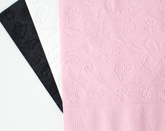 Embossed Halloween Party Napkins: Pink, Black & White, Set of 24