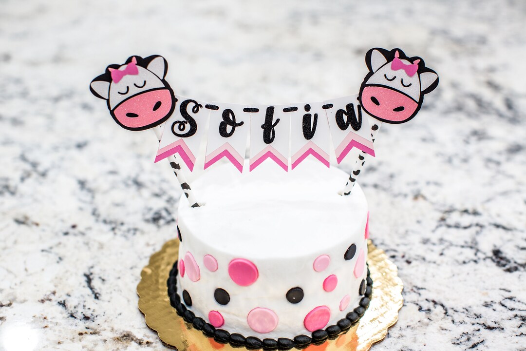 Cow Bunting Cake Topper / Barnyard Smash Cake Topper / Cow 