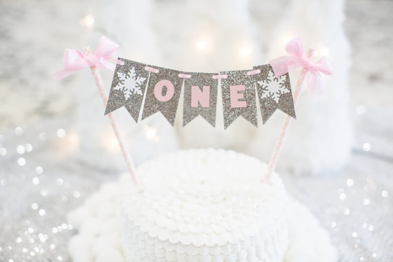 Winter Onederland Cake Topper, Silver Pink Onederland. Girl First Birthday. Girl Onederland Birthday. Onederland Cake Bunting. Winter Party. Il_570xn