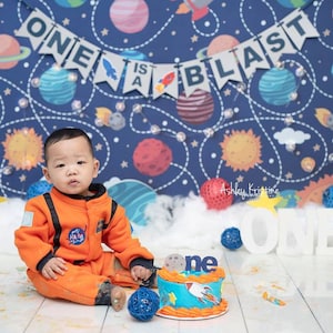 Space Party Decorations. First Trip Around the Sun Party Decorations. Space 1st Birthday. One is a Blast. Space First Birthday Banner Set.