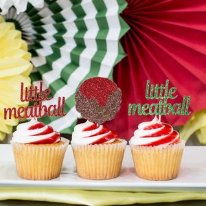 Little Meatball Party Decorations. Little Meatball Cupcake Toppers. Little Meatball 1st Birthday. Little Meatball is on the Way Baby Shower.