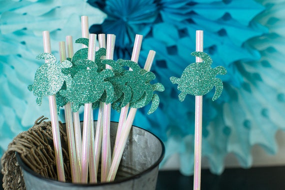 Sea Turtle Party Decorations. Under the Sea Party Decorations. Sea Turtle  Straws. Sea Turtle Birthday. Oneder the Sea. Beach Party Decor. by Tickled  Glitzy Boutique