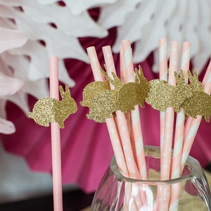Some Bunny Is One Birthday Decorations. Some Bunny Is On the Way. Bunny Party Decor. Bunny Straws. Easter Straws. Easter Party. Easter Table