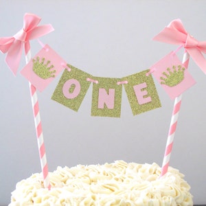 Pink Gold Princess Cake Topper Princess First Birthday Princess Party Pink Gold Decorations Pink Gold Princess Party First Princess Party