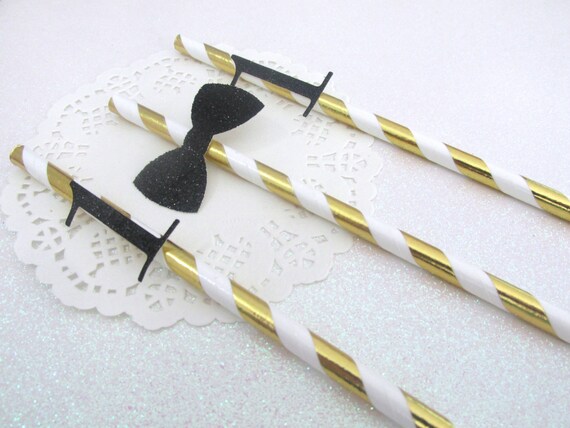 Mr. Onederful Party Decorations Boy First Birthday Decorations Bow Tie Straws Bow Tie First Birthday Black and Gold First Birthday Decor Il_570xn