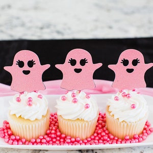 Pink Ghost Halloween Decorations. Ghost Party Decorations. Ghost Cupcake Toppers. Ghost Birthday. Girl Halloween Birthday. Pastel Halloween.