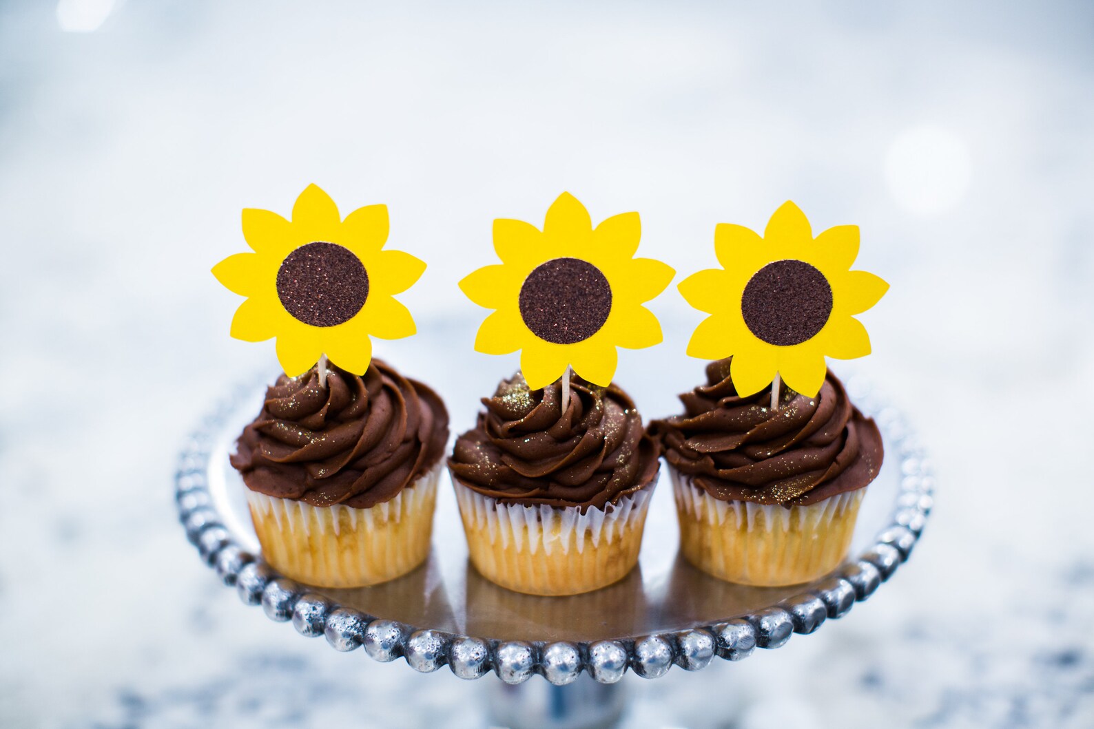 Sunflower Cupcake Toppers. Sunflower Party Decorations. Etsy