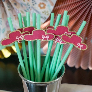 Kentucky Derby Decorations. Derby Party Decorations. Red Hat Paper Straws. Derby Straws. Mint Julep Party. Derby Bridal Shower. Horse Party. image 8