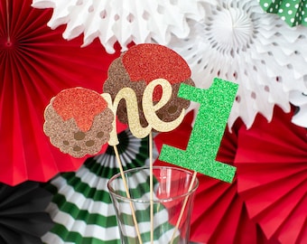 Meatball First Birthday Centerpiece Sticks, Italian Party Decor