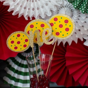 Pizza First Birthday Party Decorations. Pizza Centerpiece Sticks. Pizza 1st Birthday. Italian First Birthday. Pizza Party Decorations.