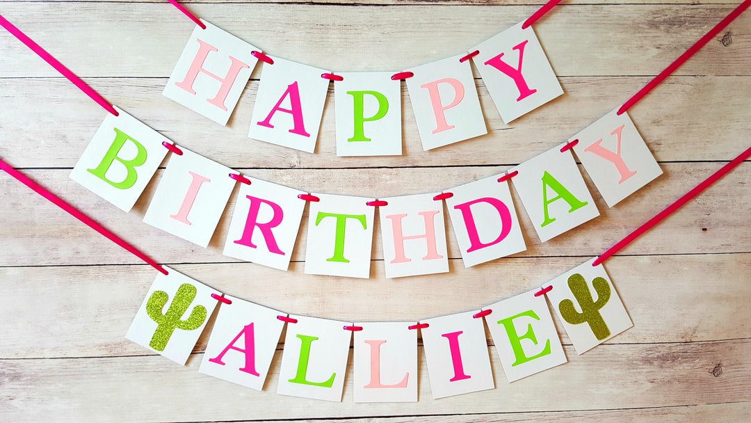 Cactus Birthday Banner, Fiesta Birthday Banner, Girl Fiesta, Cacti ...