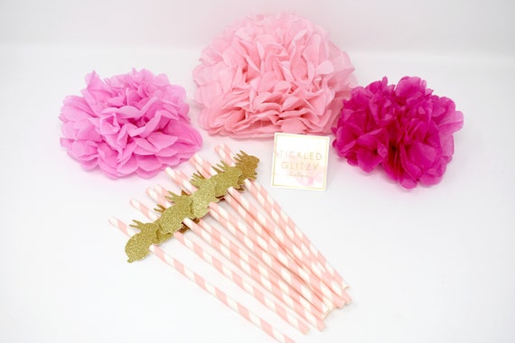 Bunny Straws, Pink and Gold Bunny Decorations, Some Bunny Is One Decor, Some Bunny Is One Birthday, Pink and Gold Bunny Birthday, Girl Bunny Il_570xn