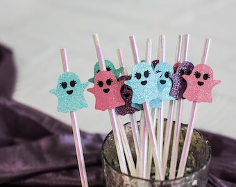 Ghost Party Decorations. Pastel Halloween Decorations. Ghost Straws. Pastel Halloween Party Decor. Ghost Birthday. Halloween First Birthday.