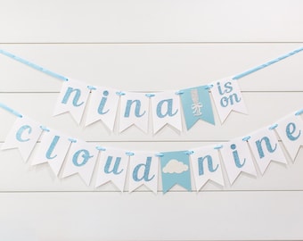 The Bride Is On Cloud Nine Bridal Shower Banner. Personalized Bachelorette Party Banner.