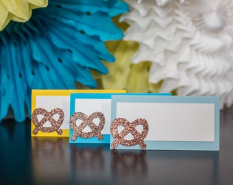 Oktoberfest Place Cards: Pretzel Food Tents, Set of 12
