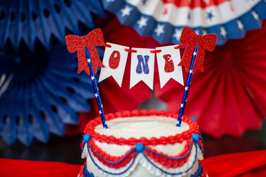 4th of July 1st Birthday Cake Topper, American Babe Bunting - Etsy