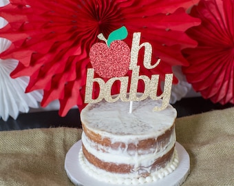 Apple 'Oh Baby' Glitter Cake Topper, Teacher Baby Shower