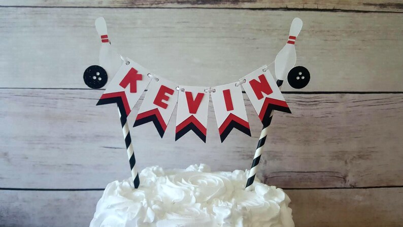 Bowling Cake Bunting, Bowling Cake Topper, Bowling Party Decorations, Bowling Birthday, Bowling Name Topper, Bowling Birthday Party Decor image 1