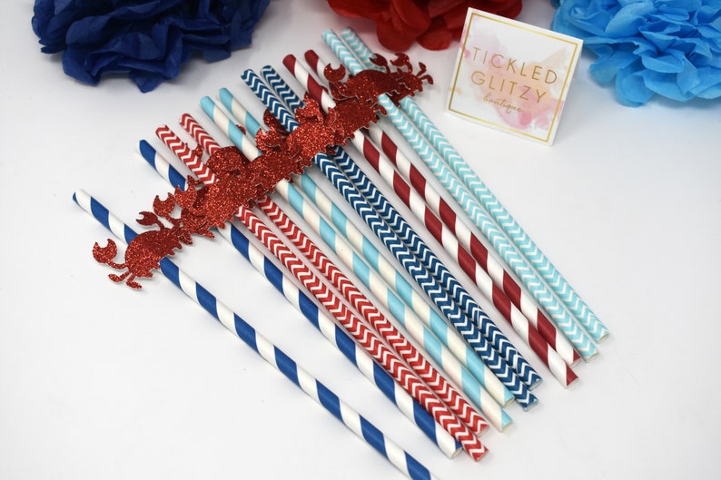 Crab Party Straws Crab Party Decorations Crab Birthday Etsy