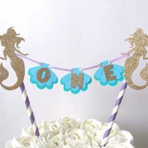 Mermaid Cake Topper, Mermaid Cake Bunting, Mermaid Party Decor, Mermaid 1st Birthday, Mermaid Birthday Decoration, Under the Sea Cake Topper