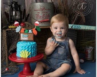 Fishing First Birthday Cake Topper, The Big One Party Decor