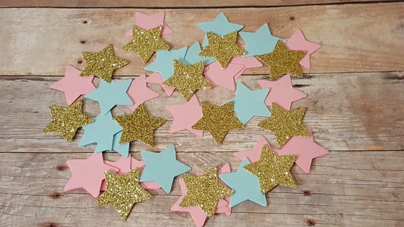 Star Confetti, Twinkle Twinkle Little Star Party Decor, Star Gender Reveal Decorations, Pink Blue Gold Star Confetti, Star Invitations Il_570xn