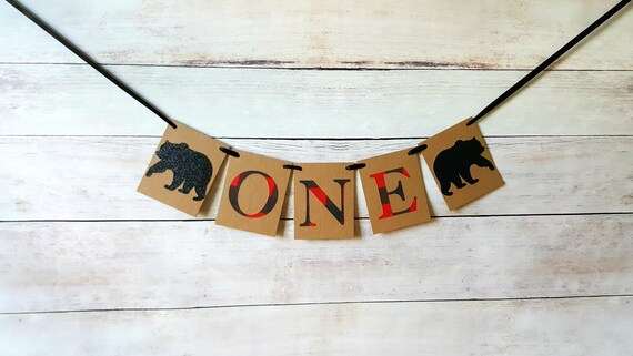 Black Bear Highchair Banner, Bear Birthday Decor, Bear Lumberjack Banner, Bear First Birthday, Bear 1st Birthday Lumberjack Highchair Decor Il_570xn