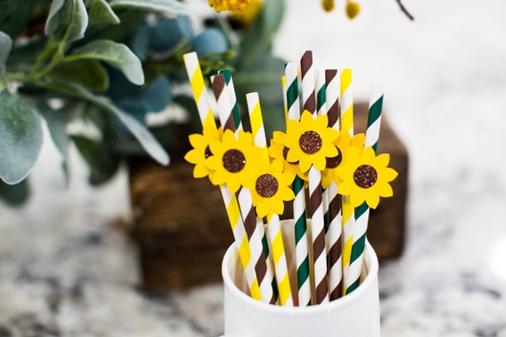  Sunflower Baby Shower, Party Straws, Sunflower Birthday party  Decorations, Sunflower Bridal Shower Decor, Paper Straws 10 pcs. : Home &  Kitchen