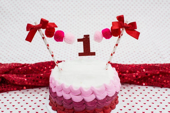 Valentine's Day 1st BIrthday Decorations. Little Sweetheart 1st Birthday. Little Sweetheart Cake Topper. Valentine's Day Birthday Cake Toppe Il_570xn