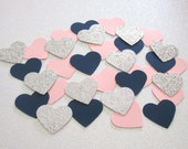 Silver Glitter Heart Confetti 225 Navy Blush Silver Heart Confetti Bridal Shower Confetti Wedding Confetti Navy Blush Wedding Confetti Il_170x135