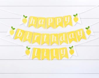 Lemon Birthday Banner, Pastel Yellow Party Decorations