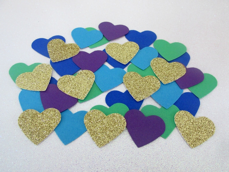 225 Peacock Heart Confetti Peacock Christmas Peacock Wedding Peacock First Birthday Peacock Shower Peacock Sprinkle Peacock Birthday Party image 1