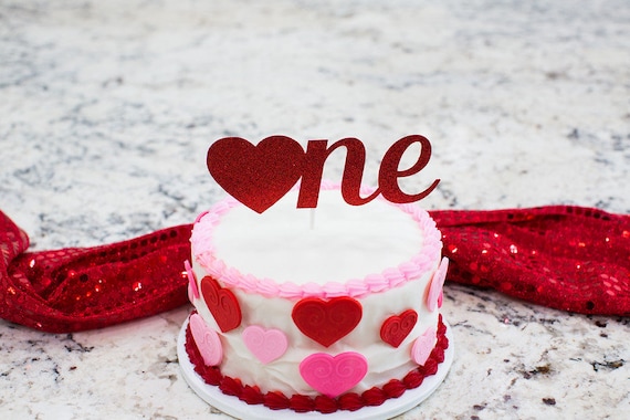 Valentine S Day 1st Birthday Cake Topper One Heart Etsy